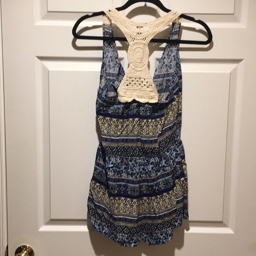 Blue & Cream Patterned Romper - Picture 2 of 2